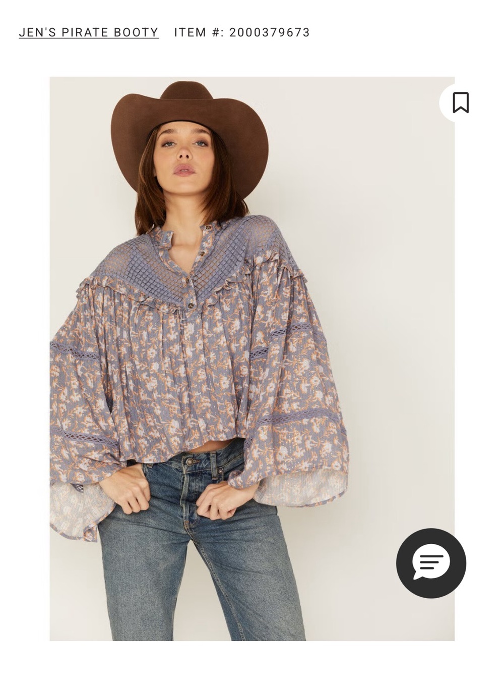 JENS PIRATE BOOTY FLORAL LONG SLEEVE RUFFLE WILDFLOWER JUSTICE TOP Sz L NEW